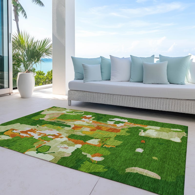 Machine Washable Indoor/ Outdoor Abstract Glam Chantille Rug