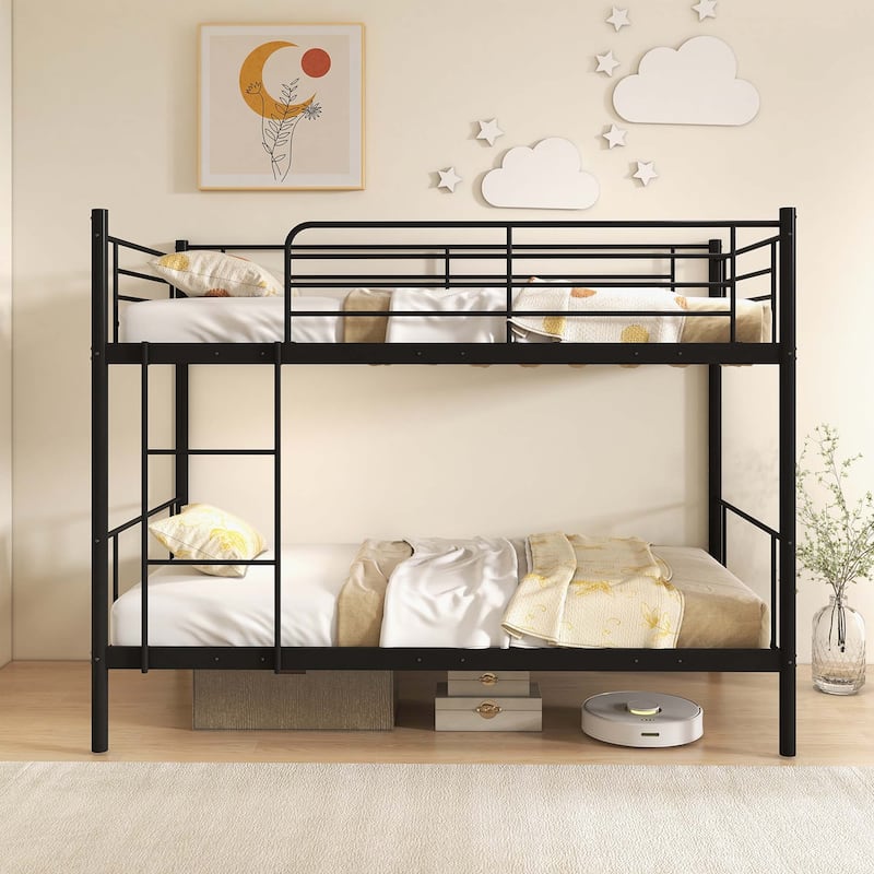 Costway Metal Twin Over Twin Bunk Bed with Built-in Ladder Safety