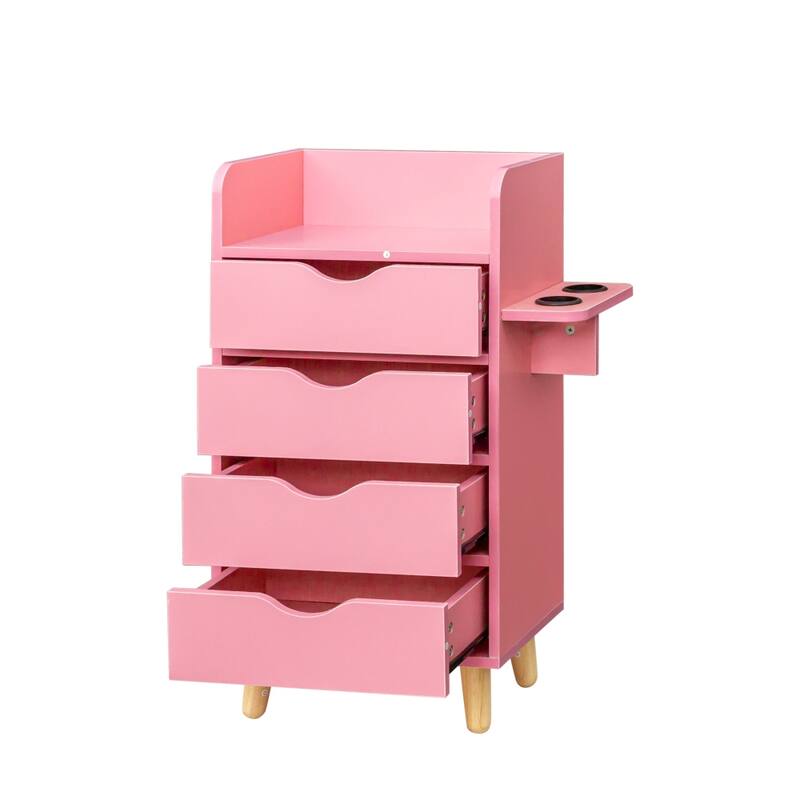 4 -Layer Pink Salon Storage Cabinet, with 2 Hair Dryer Holders