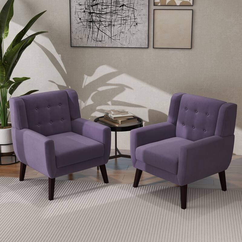 2 Set Modern Accent Chair Velvet Armchair