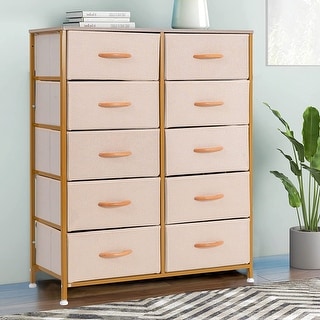 Wide Dresser Storage Tower with 10 Drawers