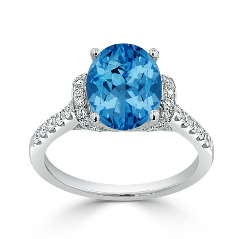 Auriya Modern 2 3/8ct Oval Swiss-blue Topaz and Diamond Engagement Ring 3/8cttw 14k Gold