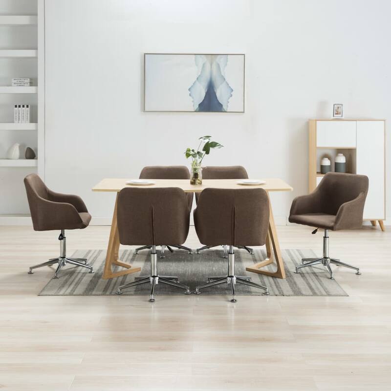 vidaXL Dining Chair 360 Degrees Swivel Accent Desk Chair with Arms Fabric - 21.7" x 20.9" x (30.7"-36.2")