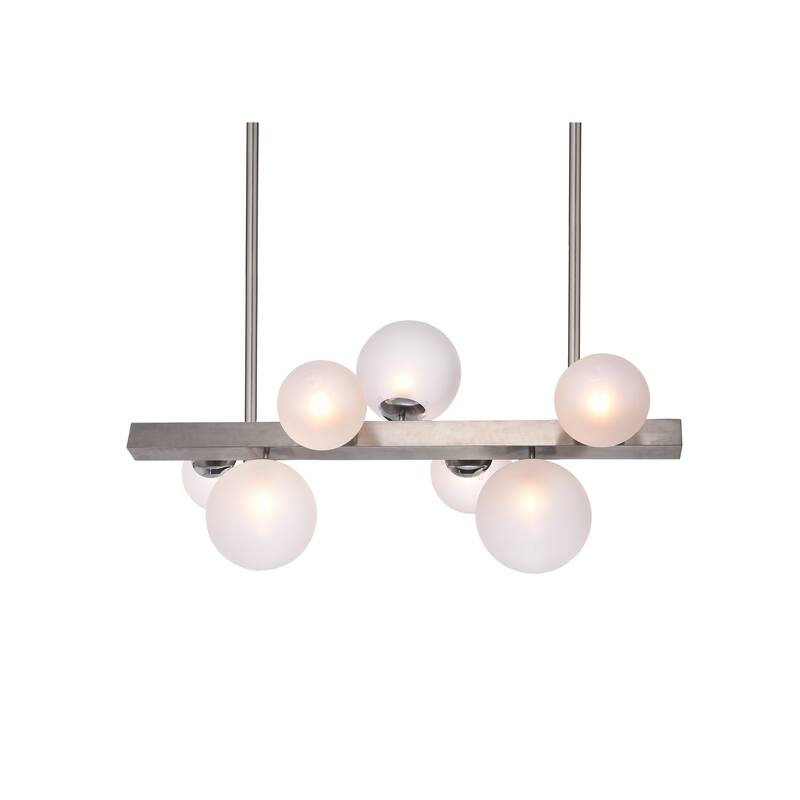 7-Light Shiny Nickel Stainless Steel Chandelier