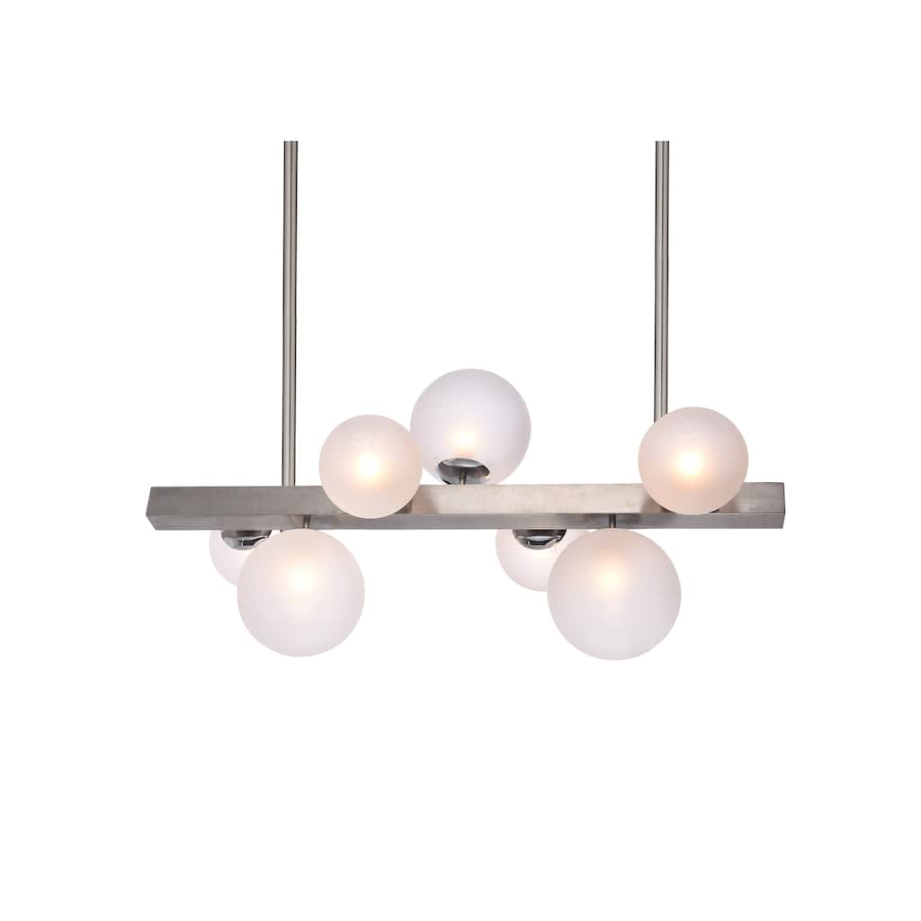 7-Light Shiny Nickel Stainless Steel Chandelier