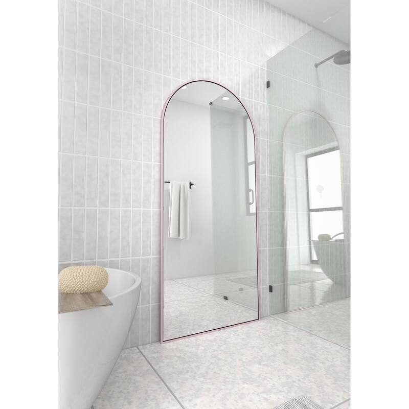 Glass Warehouse Large Arch Shape Stainless Steel Framed Mirror