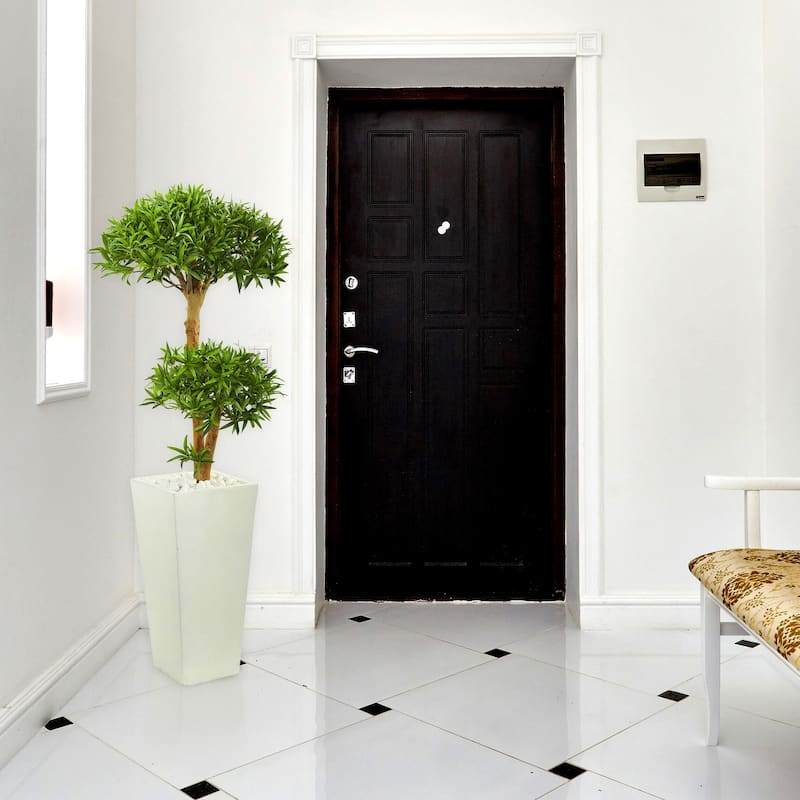 Artificial Podocarpus Tree in Planter - 50 Inch Indoor Greenery Decor Tower Design - Green - 41-50 Inches