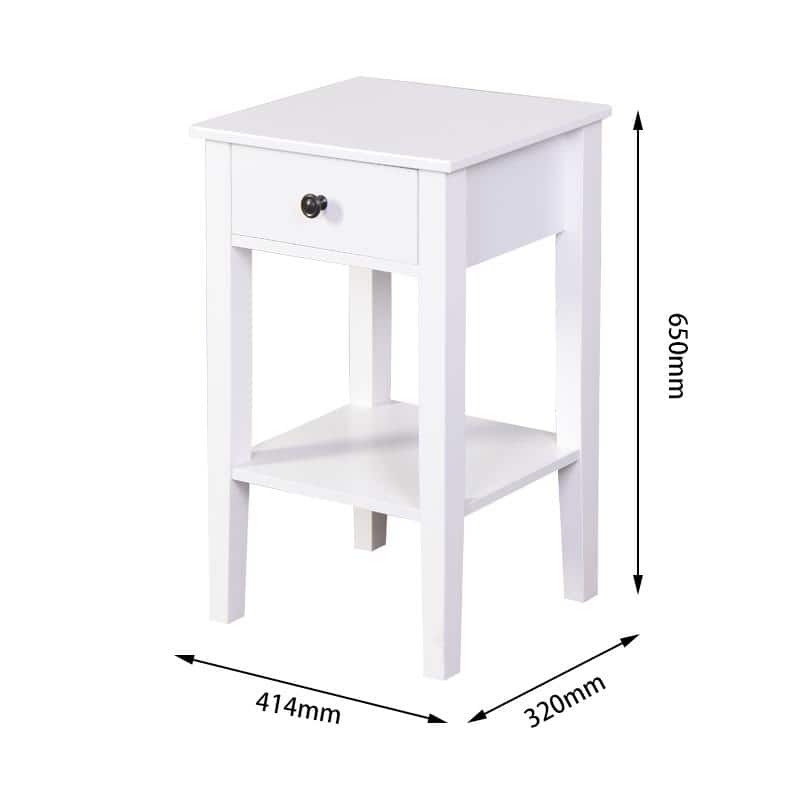 Modern White Nightstand Storage Table with a Drawer