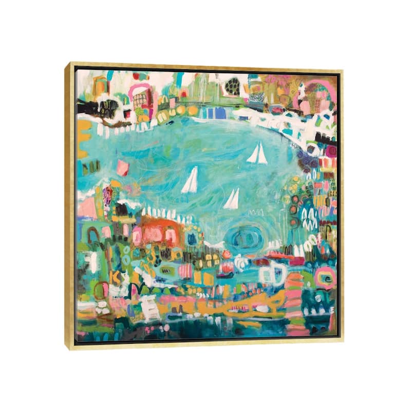 iCanvas "Abstract Marina IV" by Karen Fields Framed Canvas Print - Gold - 26x26