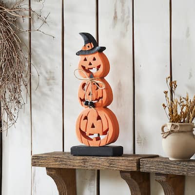 Stacked Wooden Jack-O-Lantern 14.25x6x2 - N/A