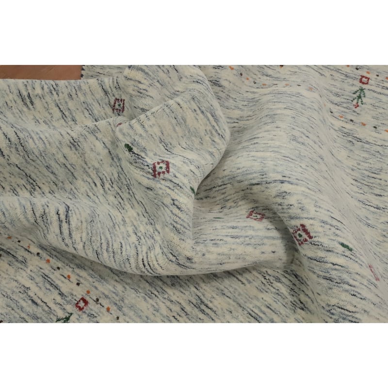 Hand Knotted Oriental 100% Wool Carpet Tribal Animal Pictorial Beige & Ivories Gabbeh Area Rug - 7' 9'' X 5' 0''