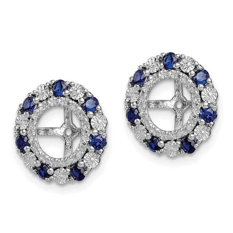 Curata 925 Sterling Silver 13mm Created Blue Sapphire Earrings Jacket