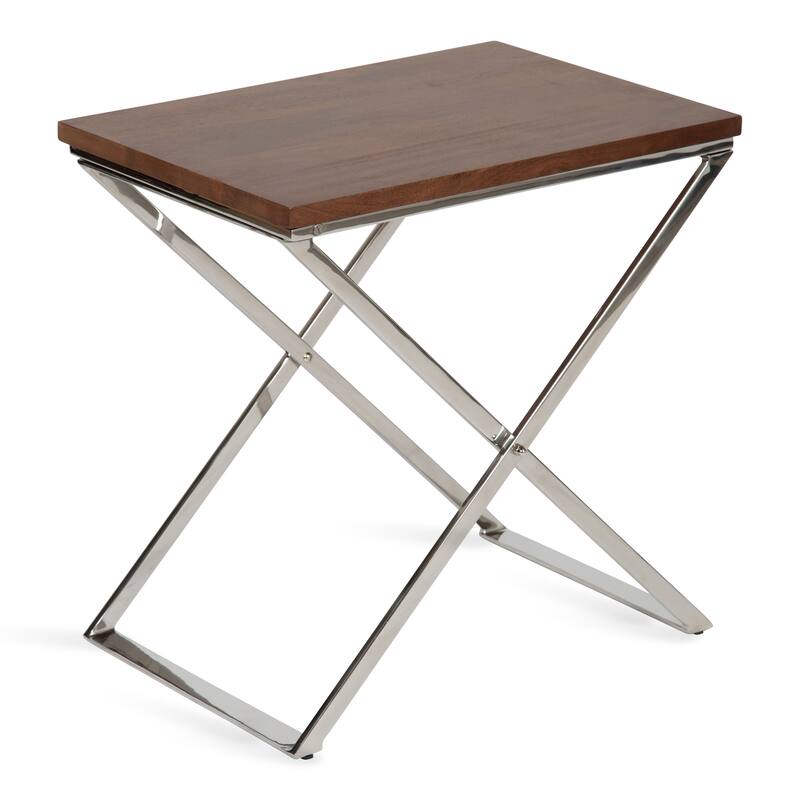 Kate and Laurel Laraway Folding Side Table - 20x14x20 - Silver