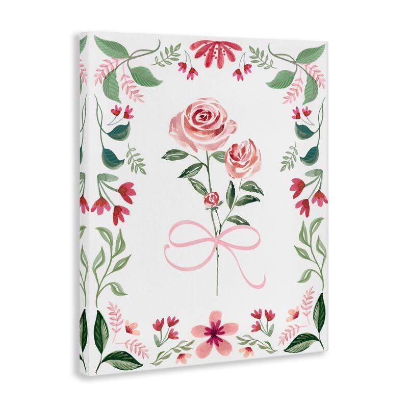 Stupell Delicate Roses Floral Border Canvas Wall Art Design By Kristen Brockmon