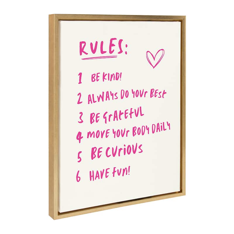 Kate and Laurel Sylvie House Rules Framed Canvas by Honey Island Studio - 18x24 - Yellow