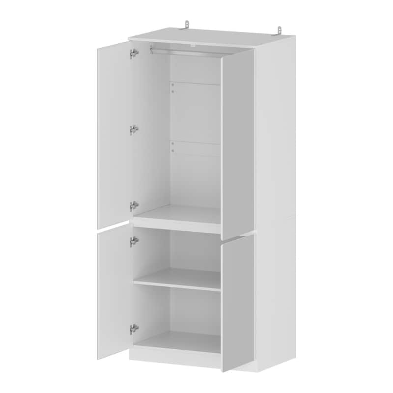 Combo Wardrobe Storage Cabinets Mirror Hanging Rod Bedroom ARMOIRES