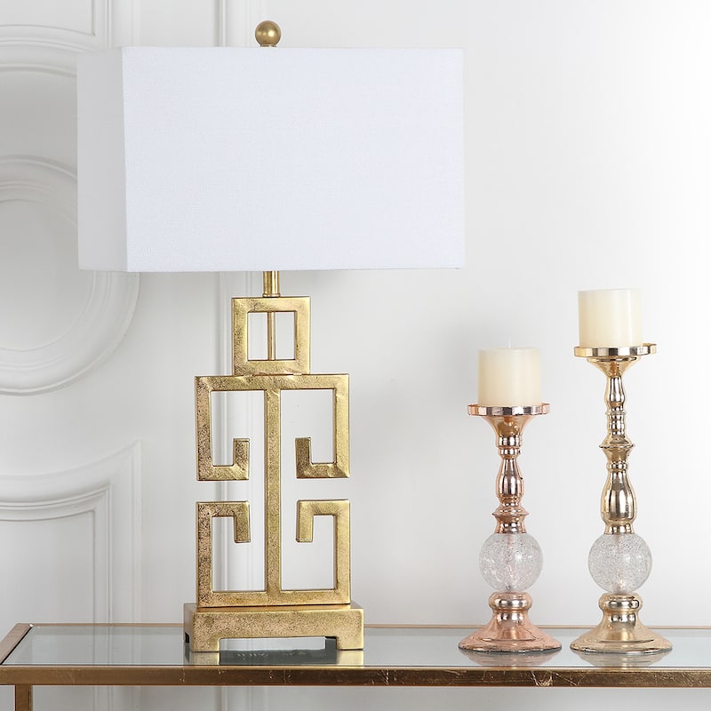 SAFAVIEH Lighting Chantelle Greek Antiqued Gold 29-inch Table Lamp (Set of 2) - 16"W x 9"D x 29"H