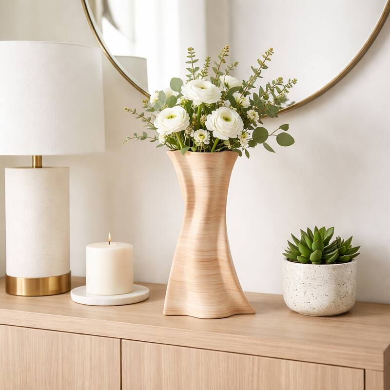 Decorative Vase - Tan Porcelain 3D Printed Textured