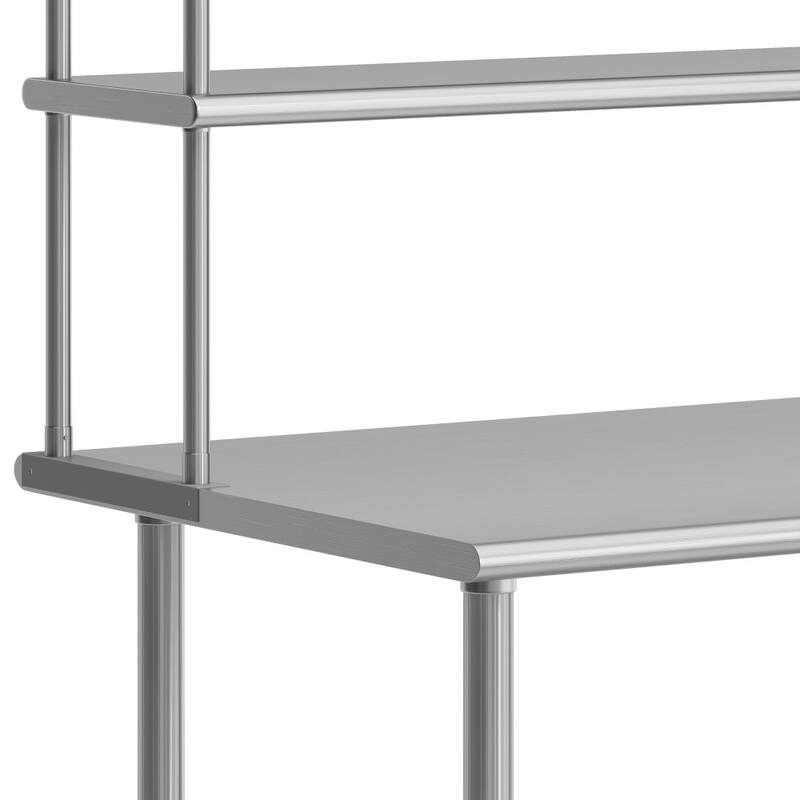 Commercial Stainless Steel Worktable with 2 Overshelves and 1 Undershef