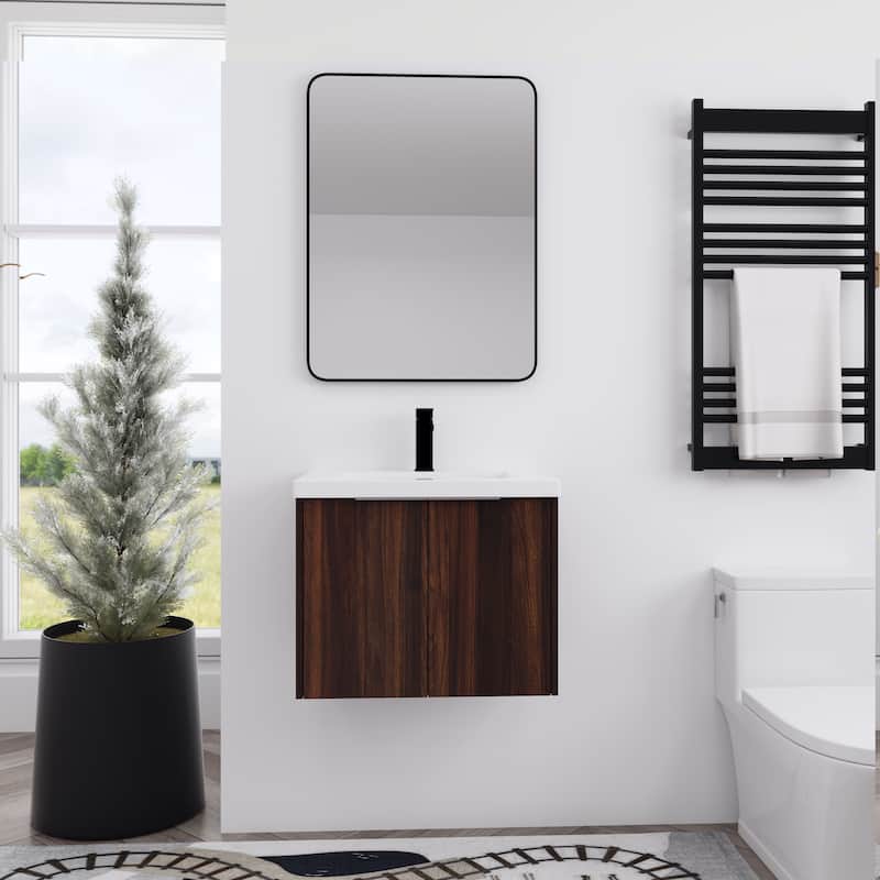 BNK 24"/30"/36" Single Sink Bathroom Vanity with Soft Close Door, Modern Floating Vanity