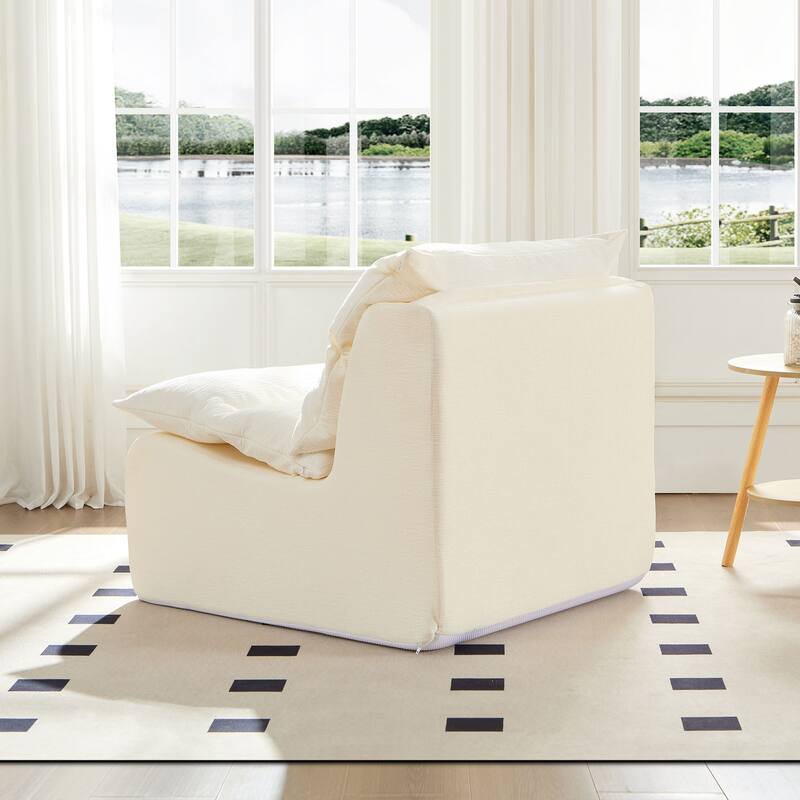 Accent Armless Chair Lazy Floor Seating, Leisure Accent Single Couch with Backrest Single Sofa Lounger for Living Room,