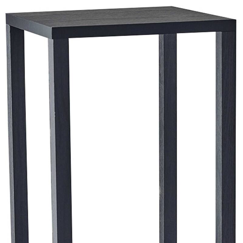 HomeRoots 28" Black Square End Table With Two Shelves