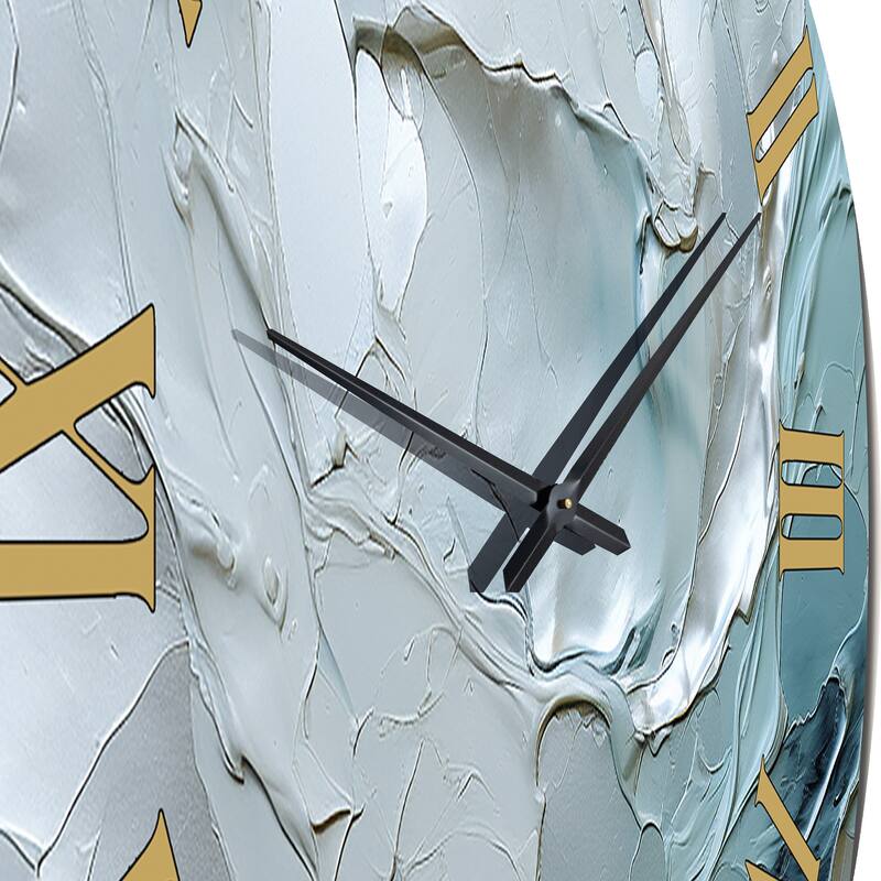 Designart "Silver Shimmer" Abstract Landscape Oversized Wall Clock