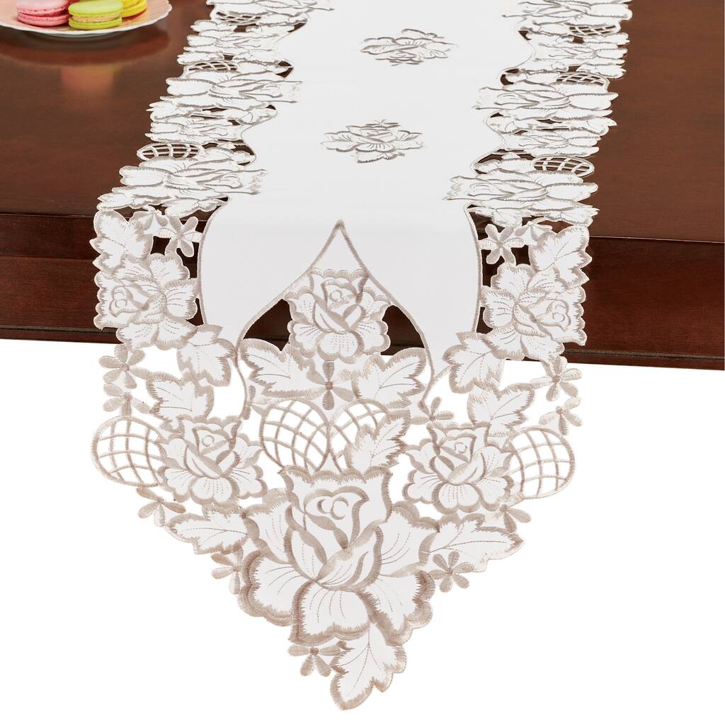 Lattice Embroidered Rose Elegant Table Linens
