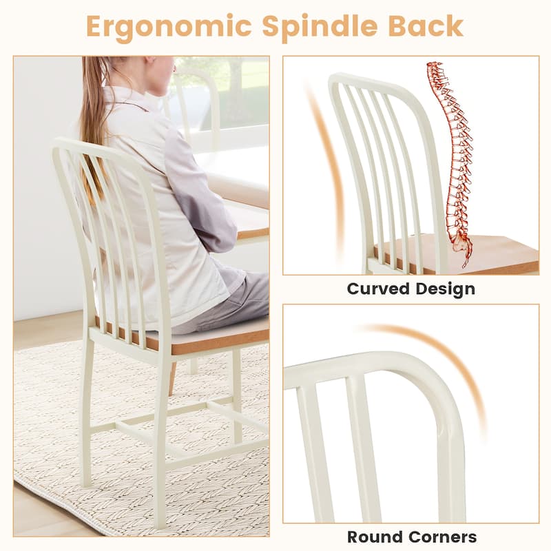 Gymax Dining Chair Set of 4 Armless Spindle Back Kitchen Chairs w/