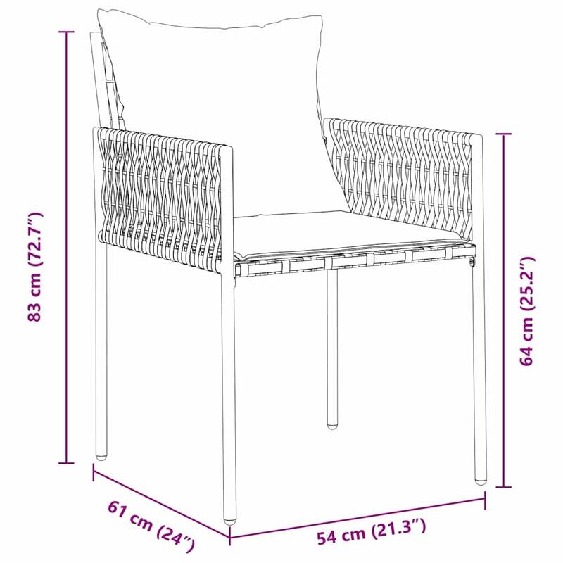 vidaXL Garden Dining Set Brown and Black PE Rattan