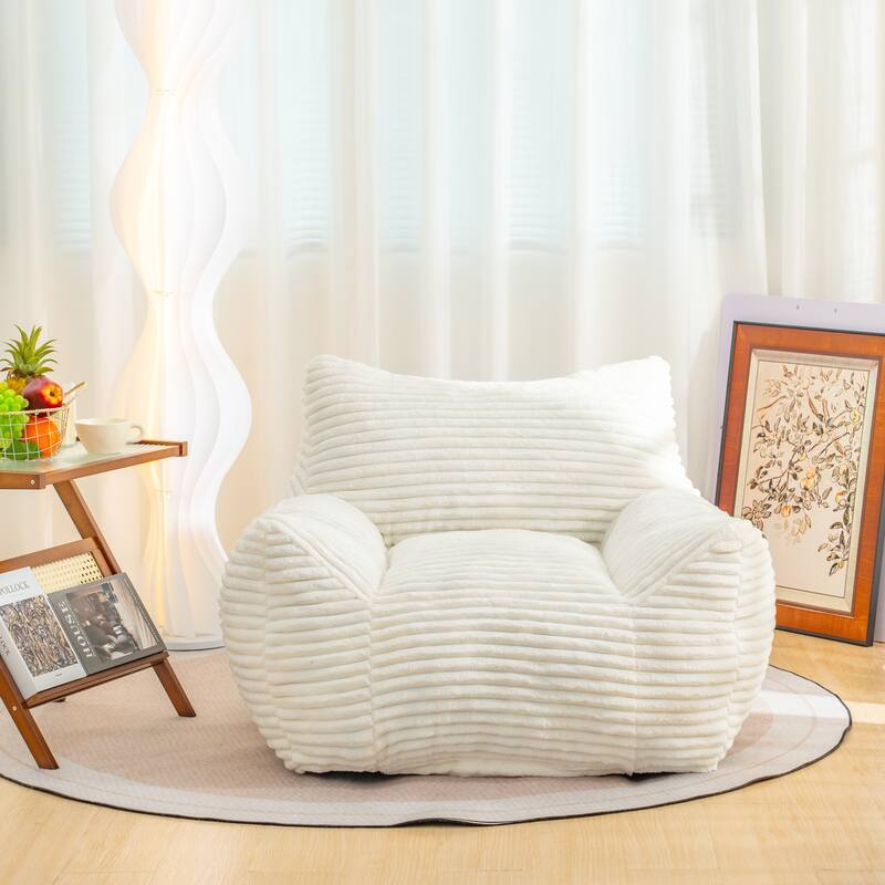 Oversized Bean Bag Chair for Adults with Armrests, Soft Corduroy Lounge Sofa Chair, Cozy Lazy Floor Couch for Living Room