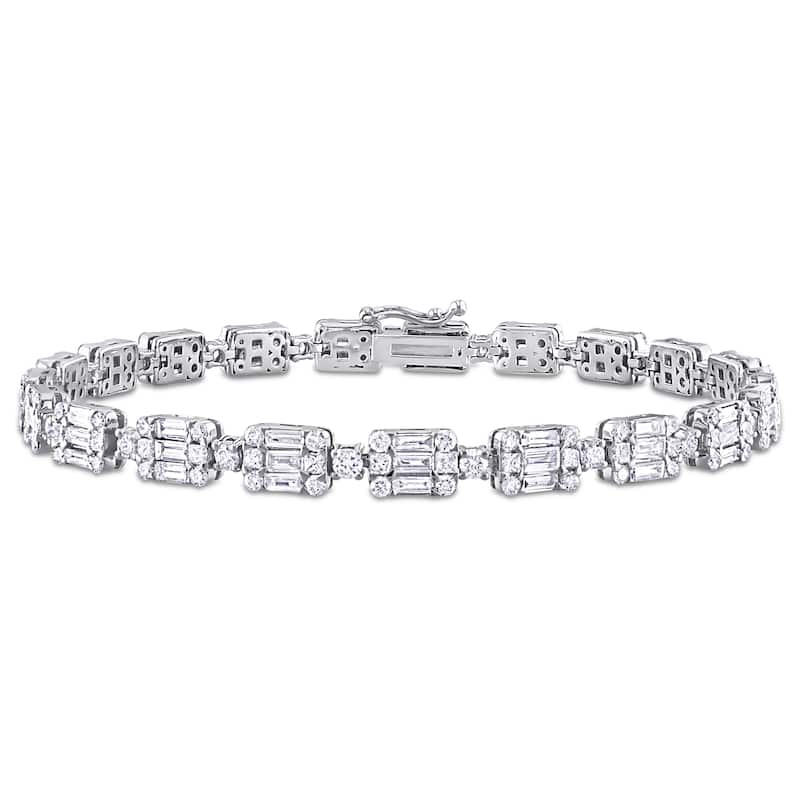 Miadora 4 1/2ct TDW Multi-shaped Diamond Vintage Bracelet 14k White Gold-7.25 in.