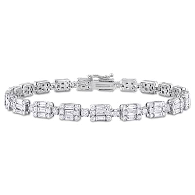 Miadora 4 1/2ct TDW Multi-shaped Diamond Vintage Bracelet 14k White Gold-7.25 in.