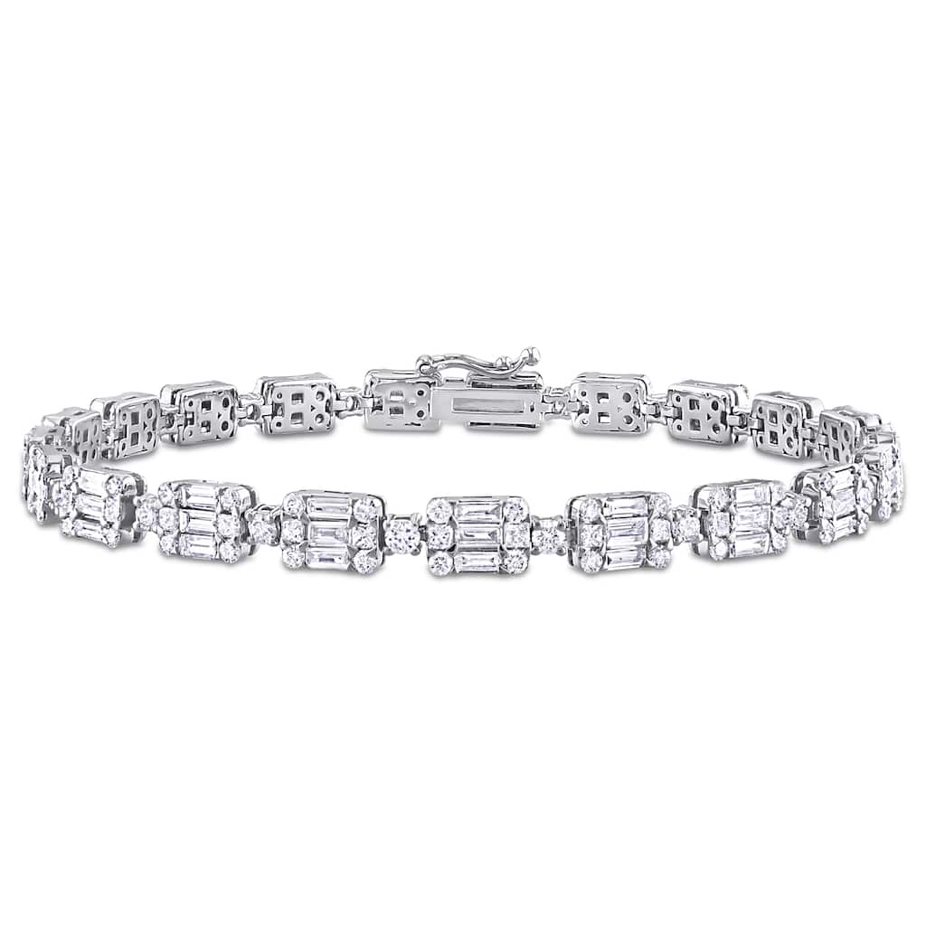 Miadora 4 1/2ct TDW Multi-shaped Diamond Vintage Bracelet 14k White Gold-7.25 in.
