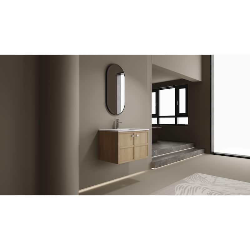30" Wall-Mounted Bathroom Vanity whit Ceramic Sink
