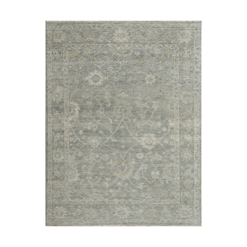 LoomBloom Graphite Traditional Oriental Hand Knotted Wool Rug - 7' 4'' x 9' 9''