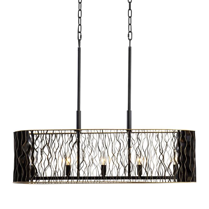 Varaluz Estela Linear Pendant - Matte Black/French Gold - 36"W - Matte Black/French Gold