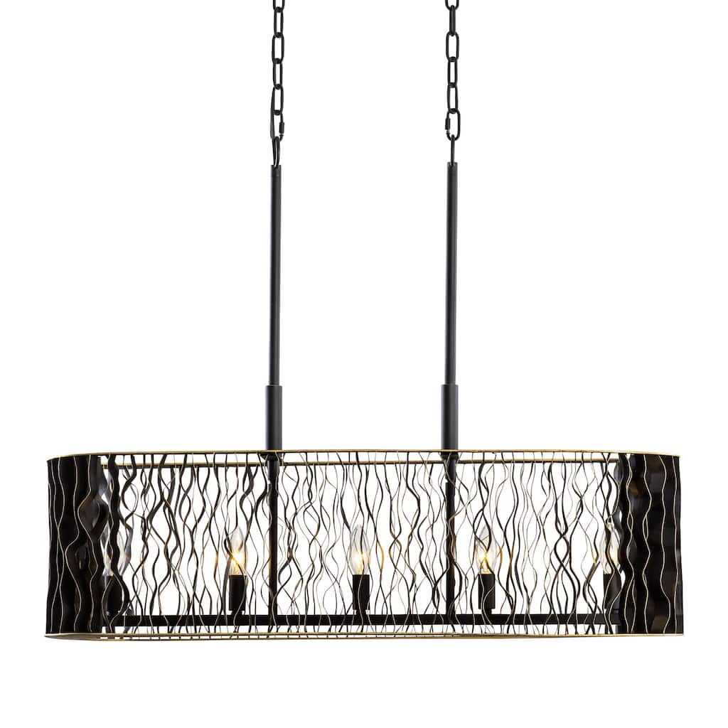 Varaluz Estela Linear Pendant - Matte Black/French Gold - 36"W