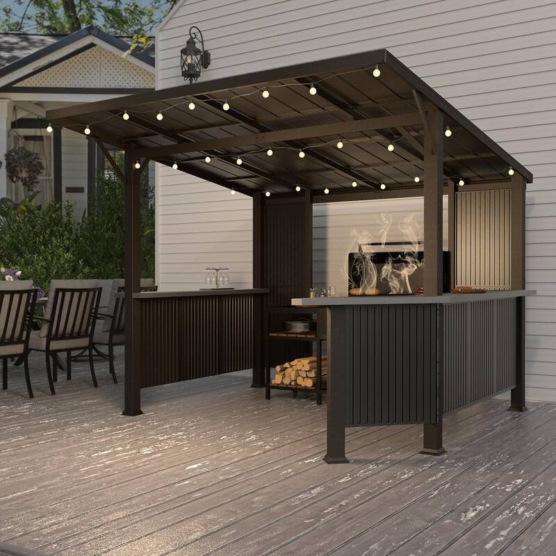 10x10 Outdoor Hardtop Grill Gazebo, Sloped Roof Canopy