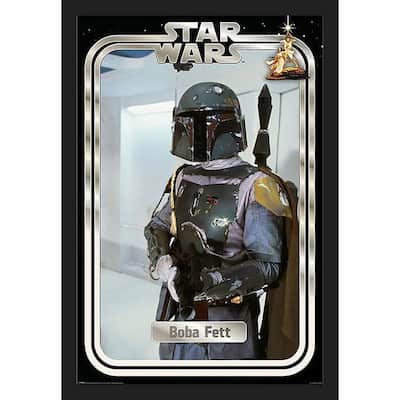 Boba Fett Retro Card Framed Poster - 24 x 36 Inch