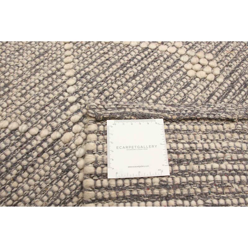 ECARPETGALLERY Braid weave Sienna Grey Wool Rug - 5'0 x 8'6