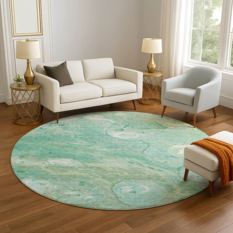 Premium Washable Super Soft Abstract Chic Mayfield Rug - Teal - 8' x 8'
