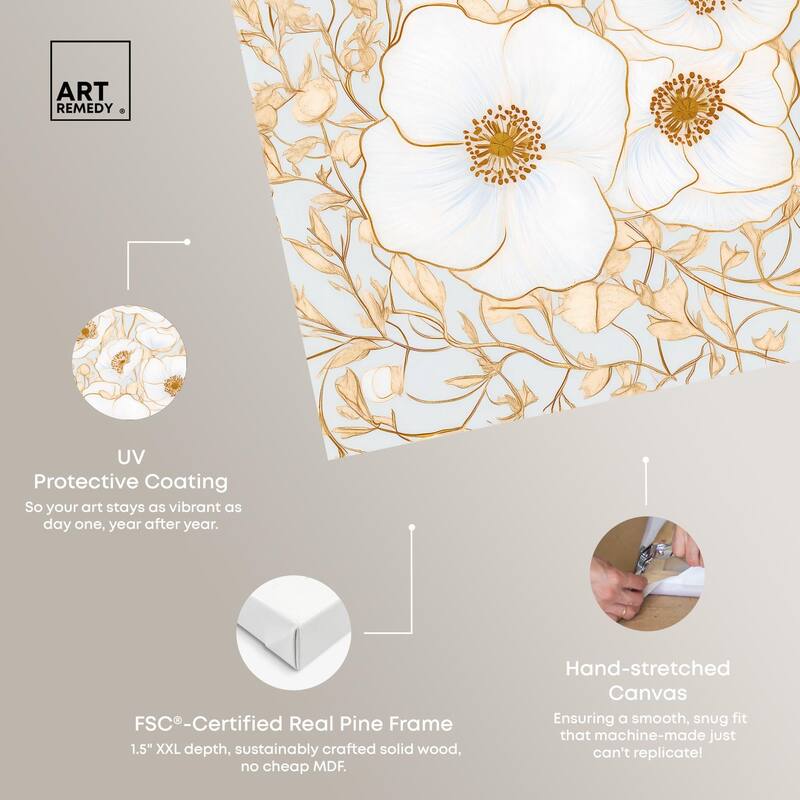 White and Gold Poppies I Canvas by Art Remedy, Gallery Wrapped