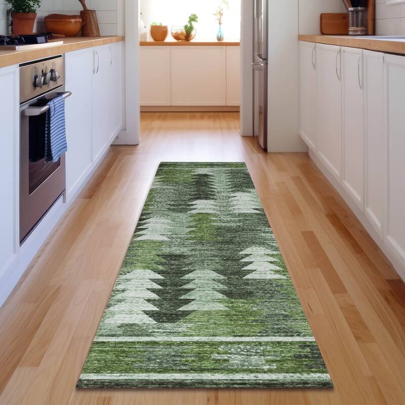 Premium Washable Super Soft Boho Global Mayfield Rug - Olive - 2' 3" x 7' 6" - Runner