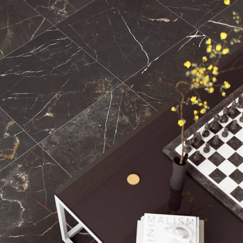 Merola Tile Reve Noir 23-1/2" x 23-1/2" Porcelain Floor and Wall Tile