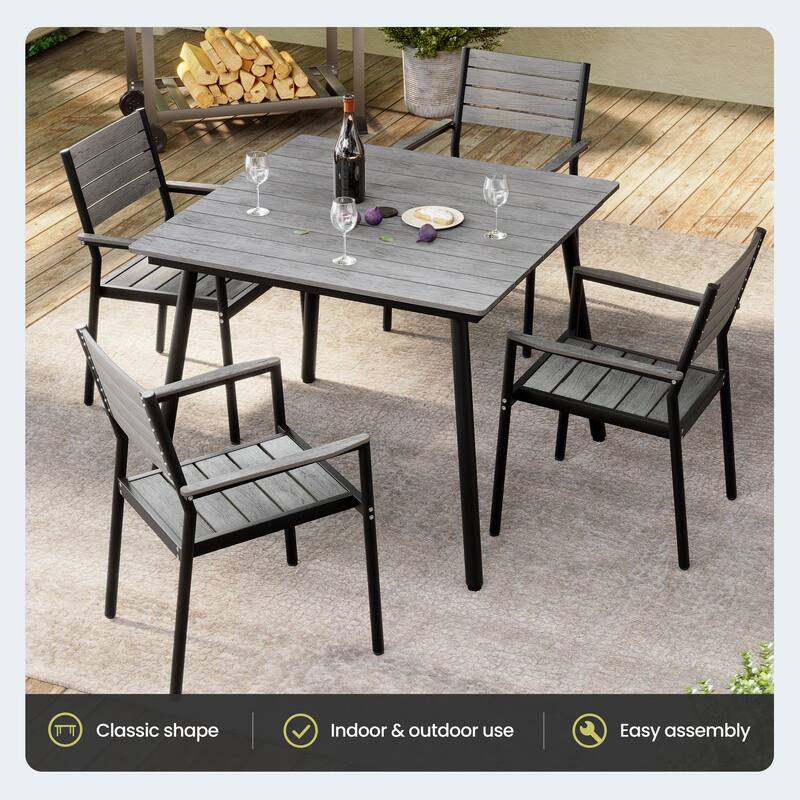 Crestlive Products Outdoor Rectangle Aluminum Dining Table with Umbrella Hole