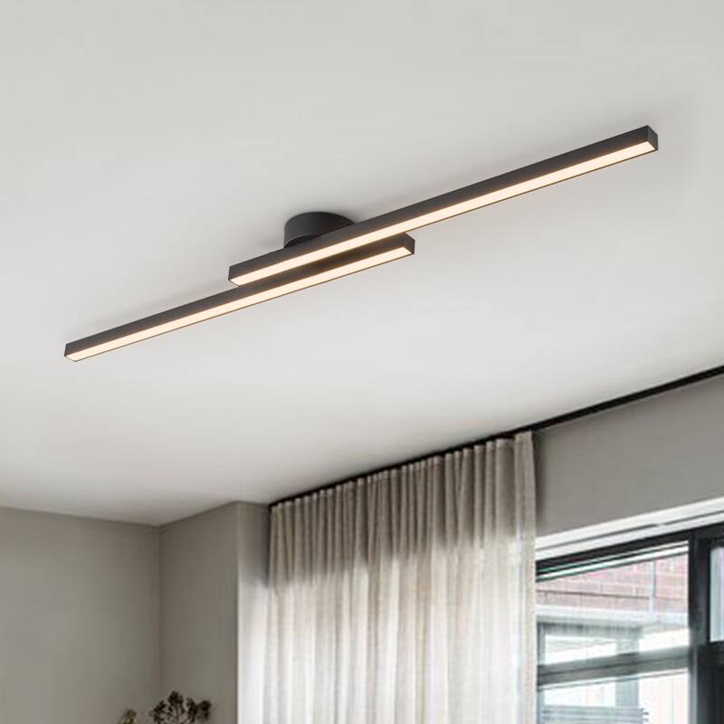 Contemporary 2-Light Black Linear Dimmable LED Vanity Wall Lamp