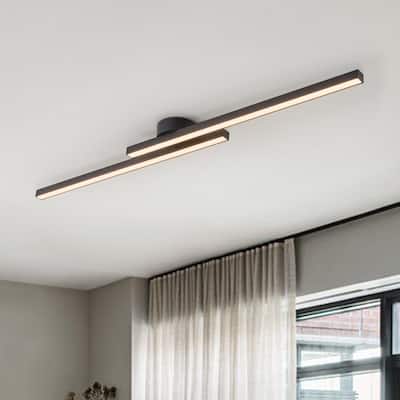 Contemporary 2-Light Black Linear Dimmable LED Vanity Wall Lamp