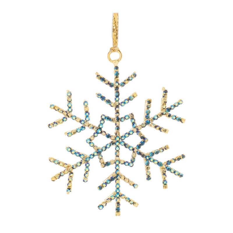 Jeweled Metal Snowflake Christmas Ornaments - 3.5" - Blue and Gold - 12ct