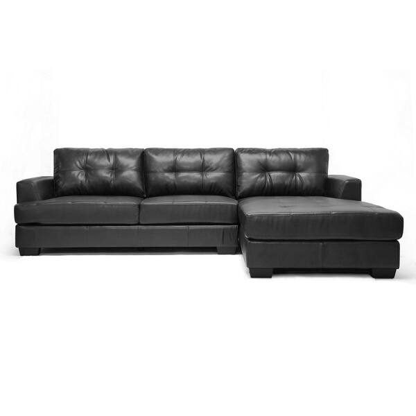 Dobson 2pcs Black Bonded Leather Sectional Sofa Chaise